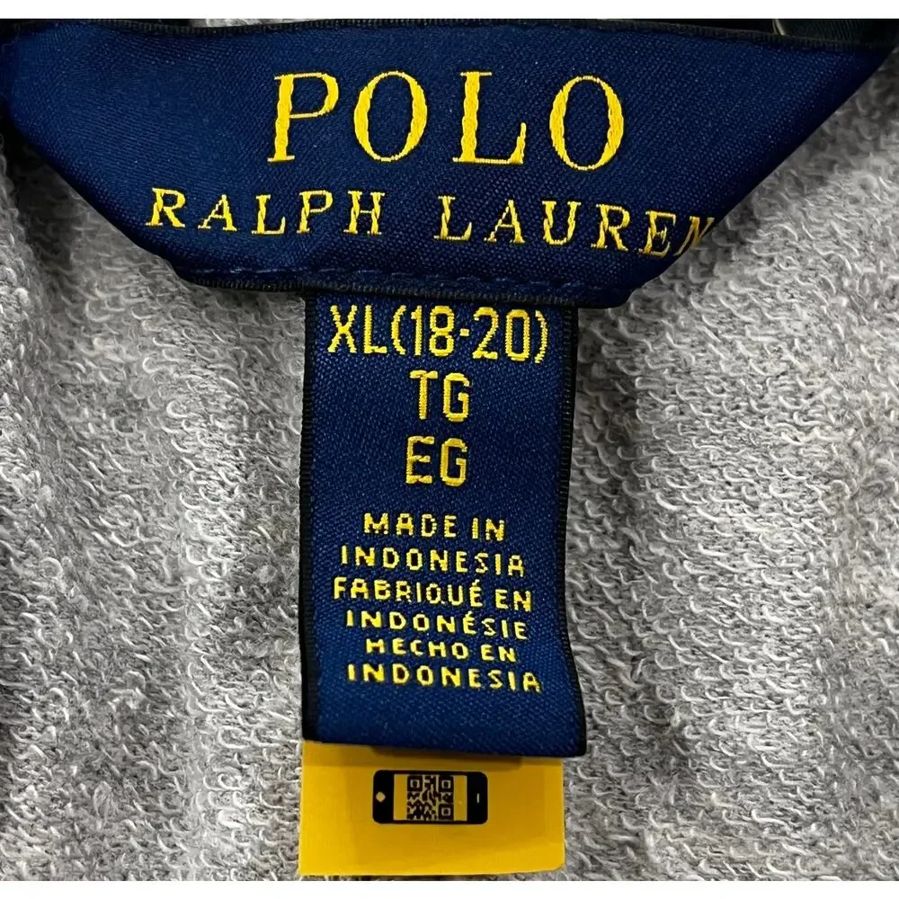 17-7 POLO RALPH LAUREN Boy's 100% Cotton Sweat Shorts Gray XL